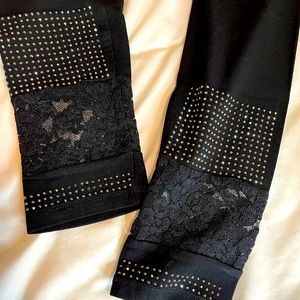 VOCAL leggings with lace Rhinestone detai